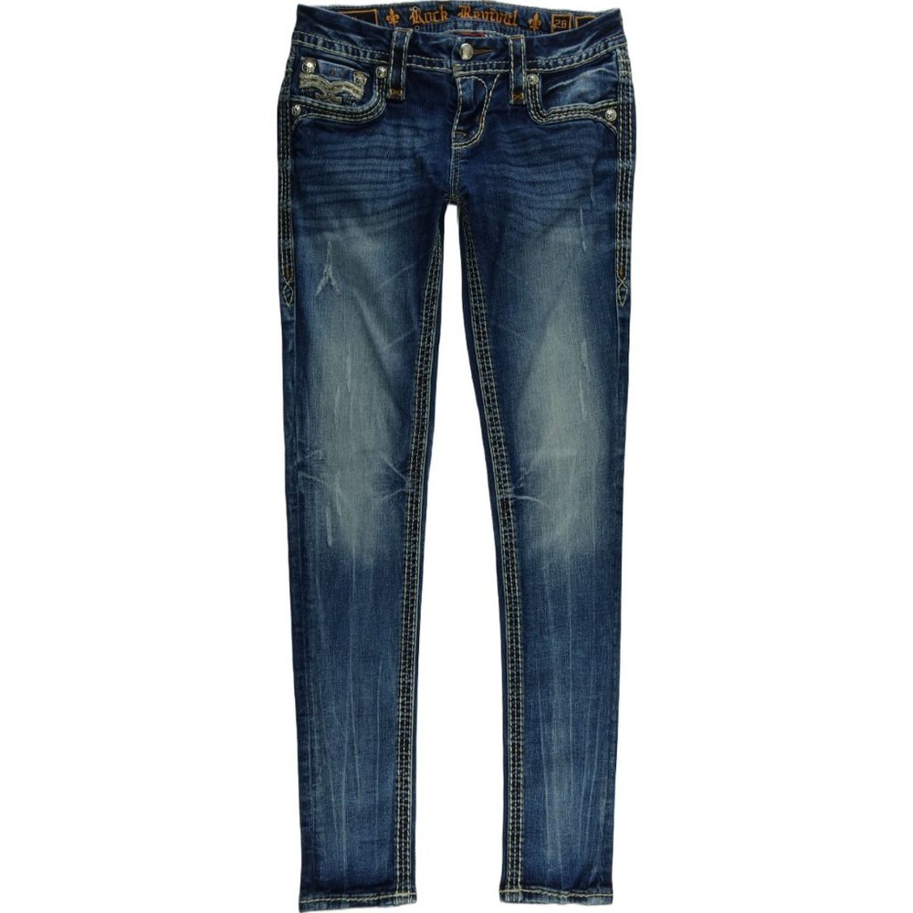 Rock Revival Yui Skinny Jeans Women's 26 Embellished Bling Embroidered B186